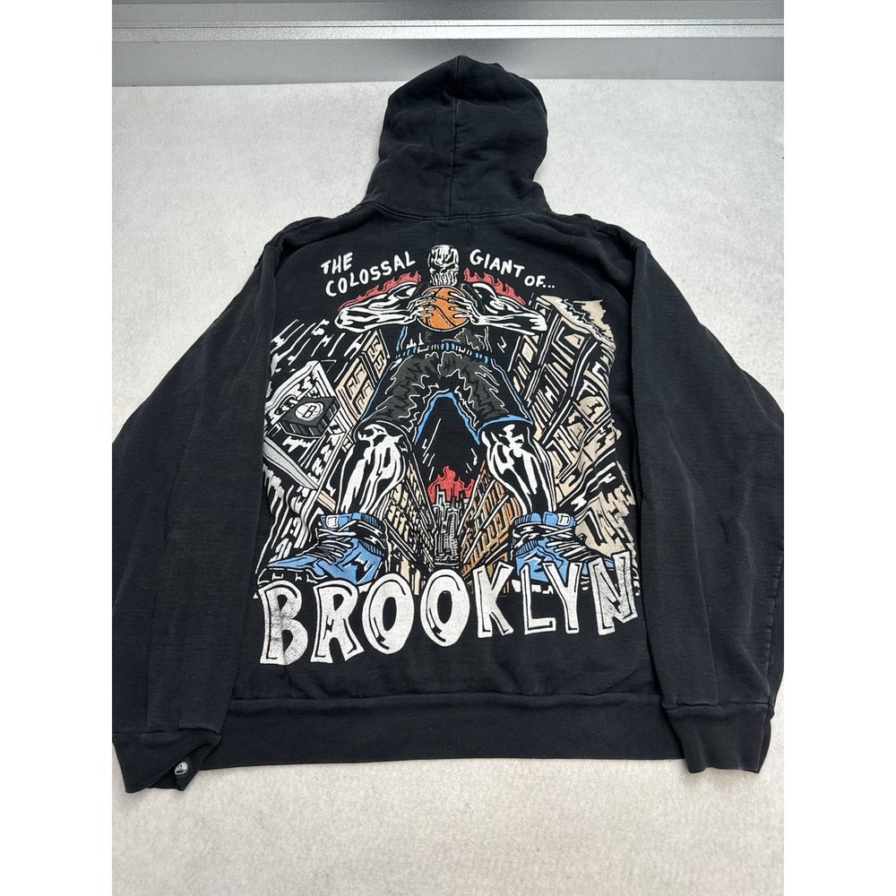 Warren Lotas Mens L NBA Brooklyn Nets Colossal Giant Graphic‎ Heavyweight Hoodie